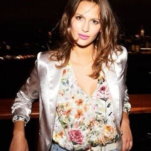 Generation Love Metallic Ruched Sleeve Fabien Blazer in Pink